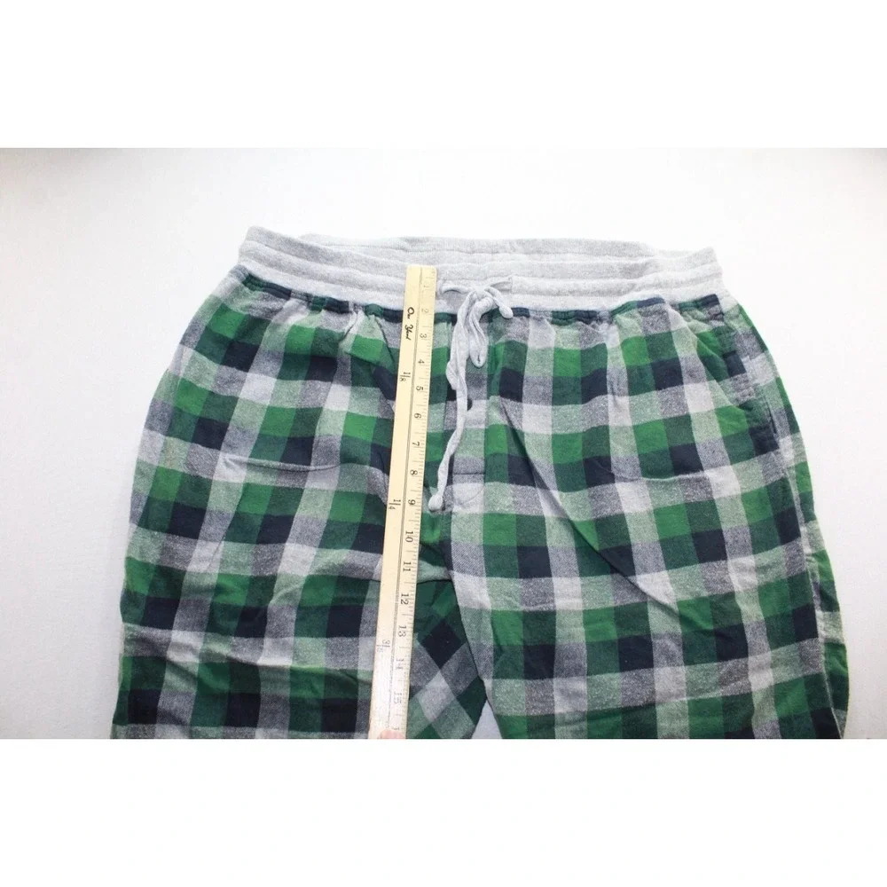 Hanes Mens 2XL Plaid Flannel Pajama Pants Green Gray Black Lounge Sleepwear